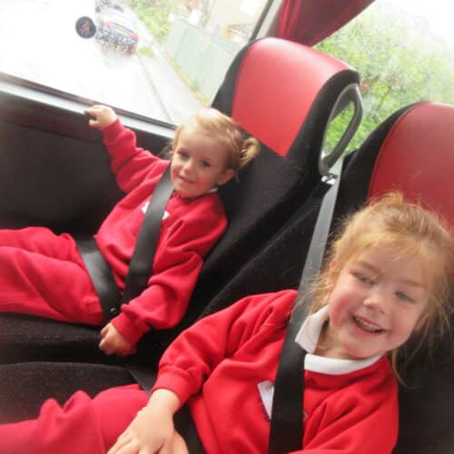 students on a coach