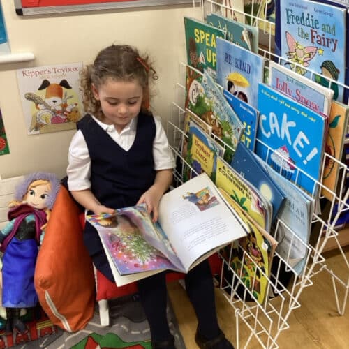 student reading