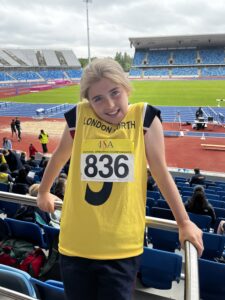 St Hilda's School pupil representing London North in long jump at National Athletics Championships